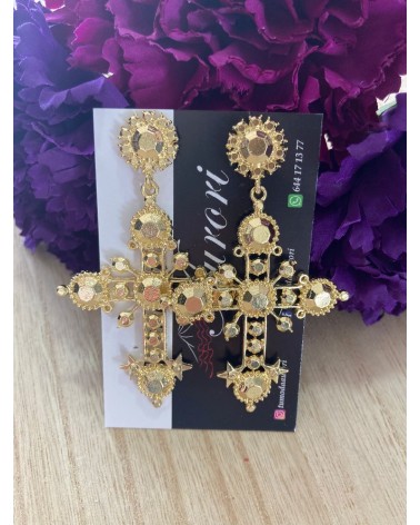 1030 Dorado Pendientes Cruz