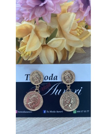 1205 Dorado Pendientes Monedas