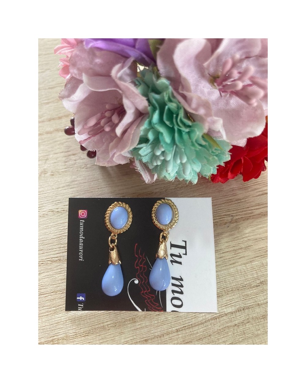 1262 Celeste Pendientes Coral