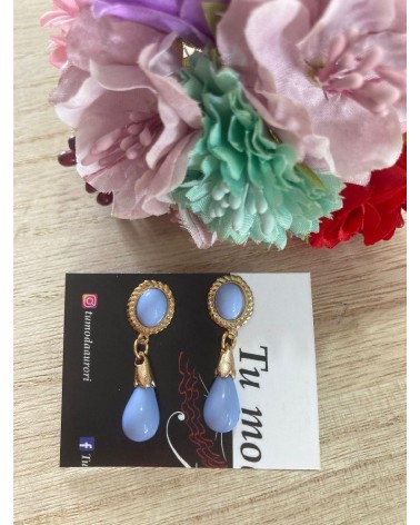 1262 Celeste Pendientes Coral