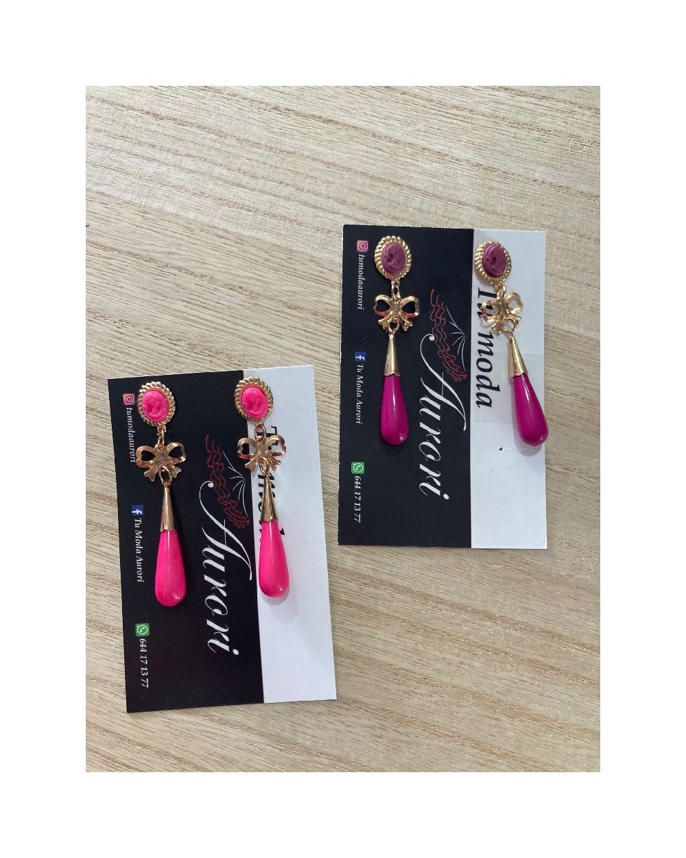 1515 R. Fucsia Pendientes Coral