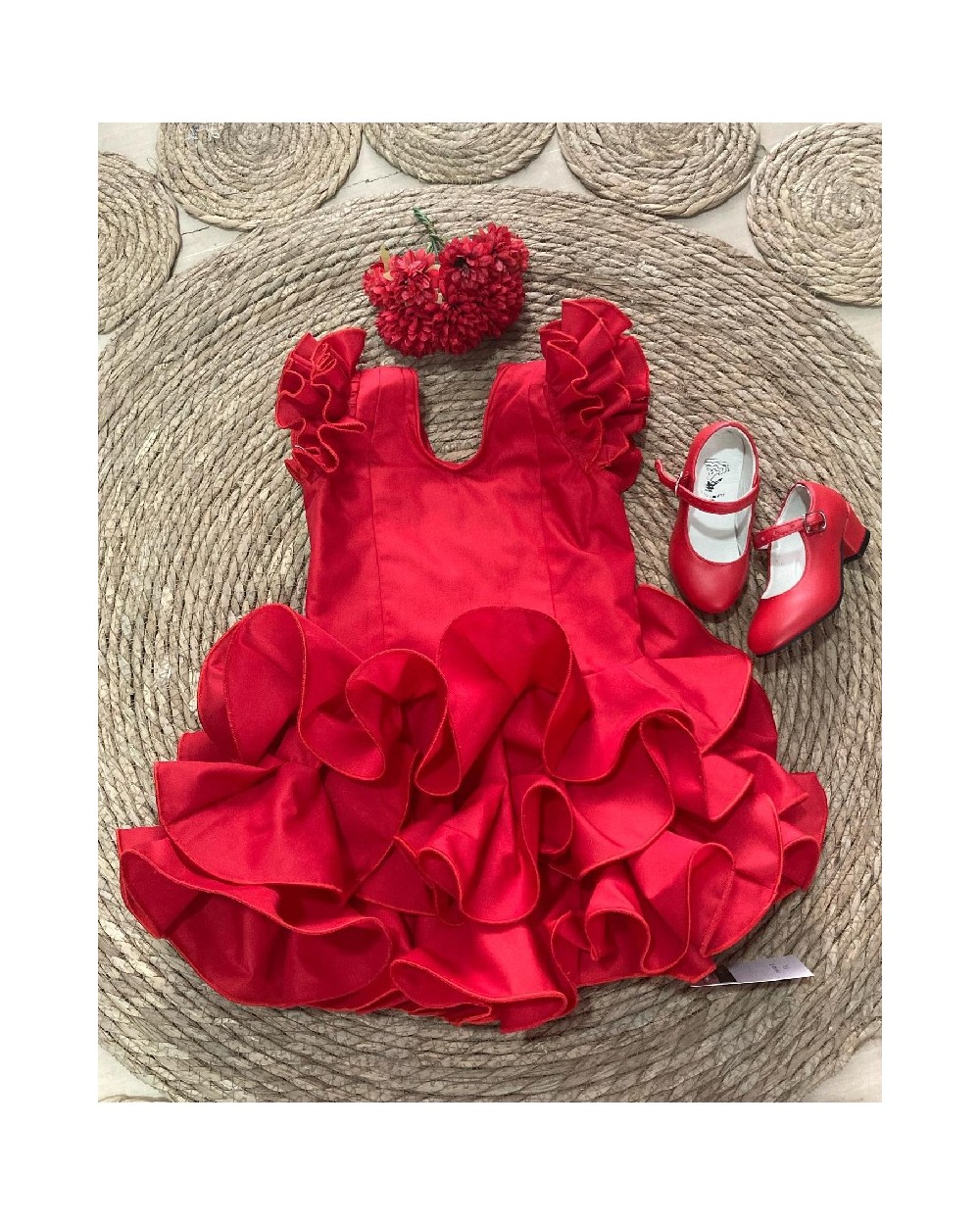 1561 Rojo Vestido Marisol Liso 2