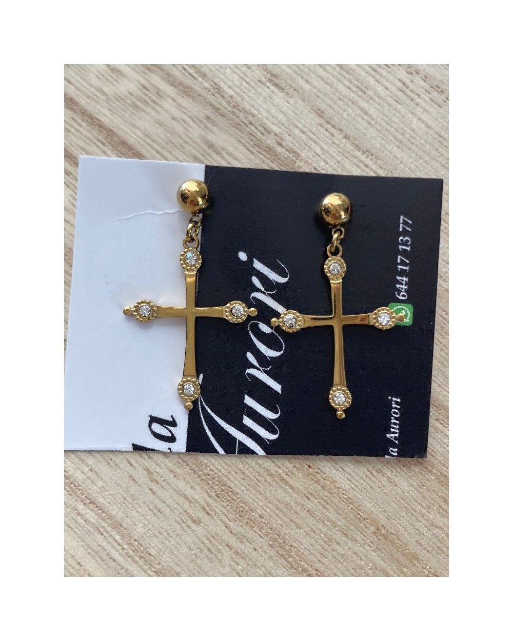 1575 Dorado Pendientes Crucifijo