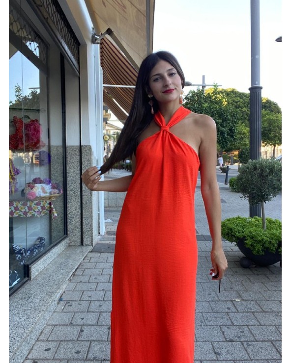 1746 Naranja Vestido Corbata