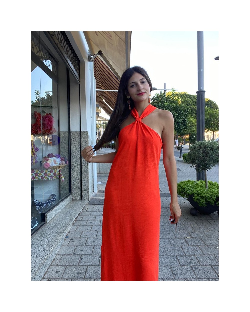 1746 Naranja Vestido Corbata