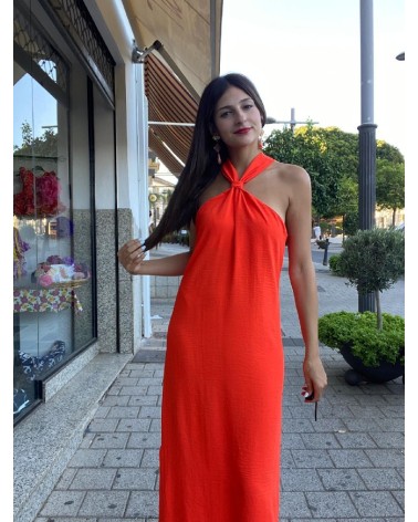 1746 Naranja Vestido Corbata