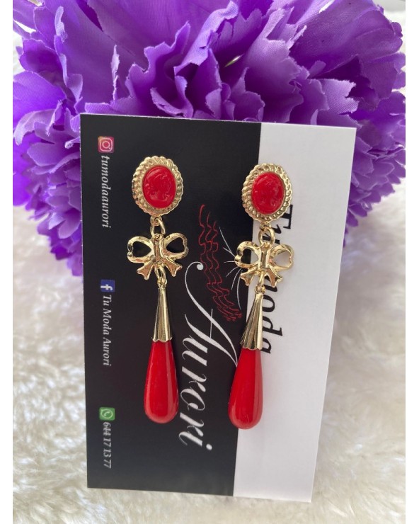 1845 Rojo Pendientes Coral