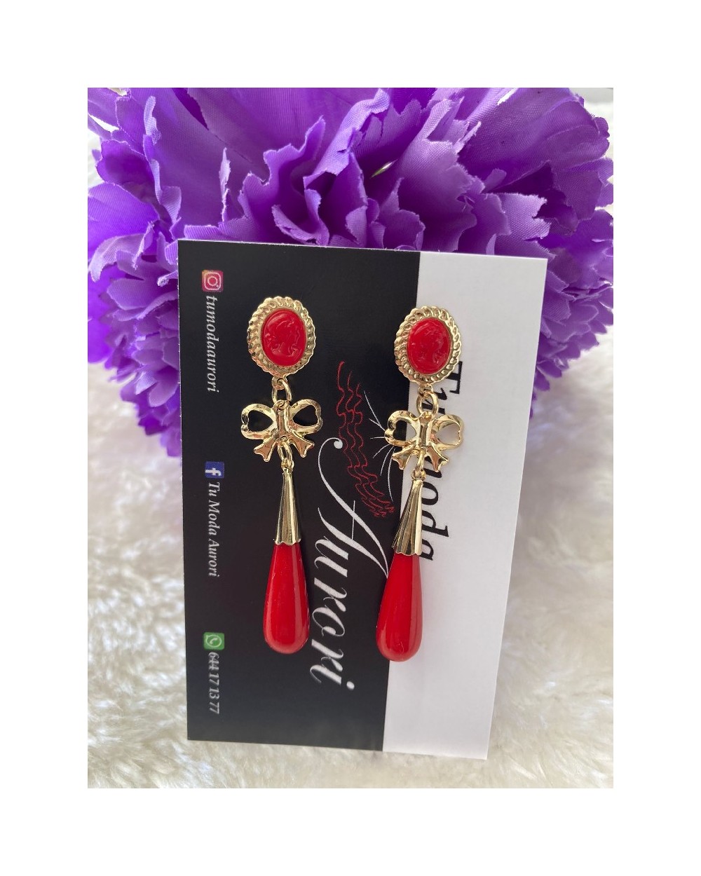 1845 Rojo Pendientes Coral