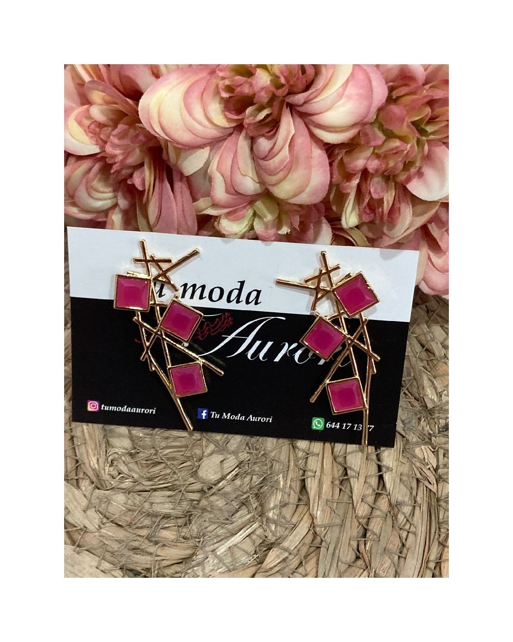 240 R. Fucsia Pendientes Asimetrico