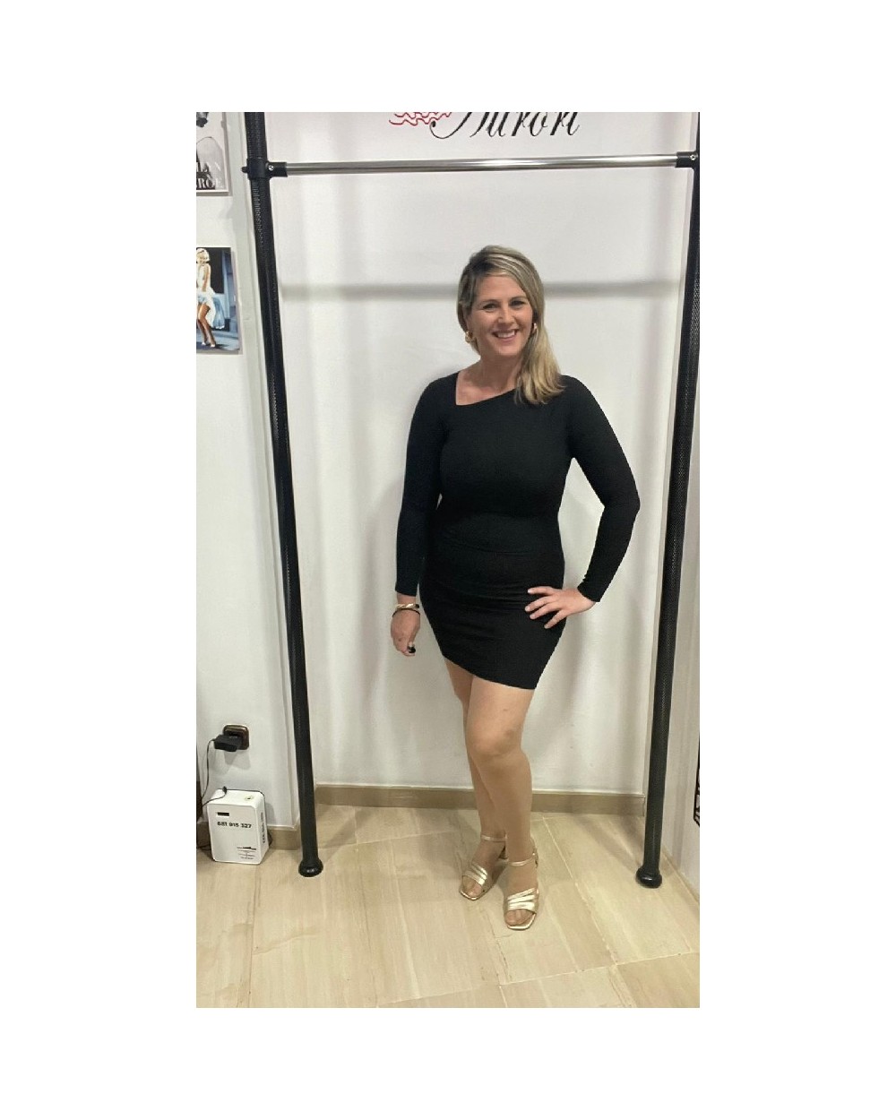 3239 Negro Vestido Asimetria