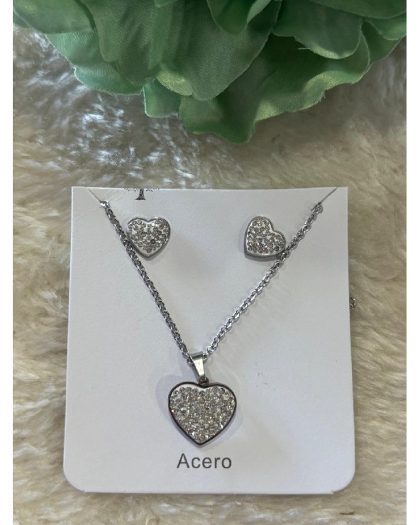 3534 Plata Conjunto Corazon