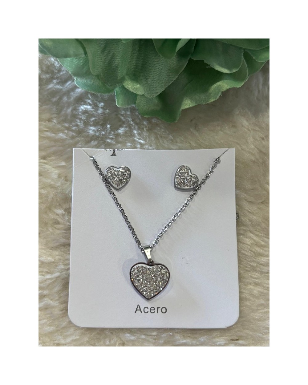 3534 Plata Conjunto Corazon