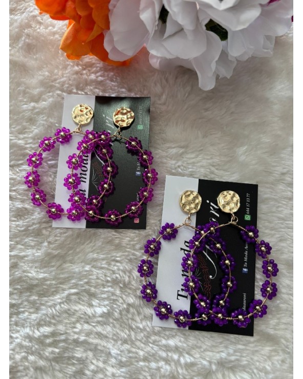 3711 Morado Pendientes Florecillas