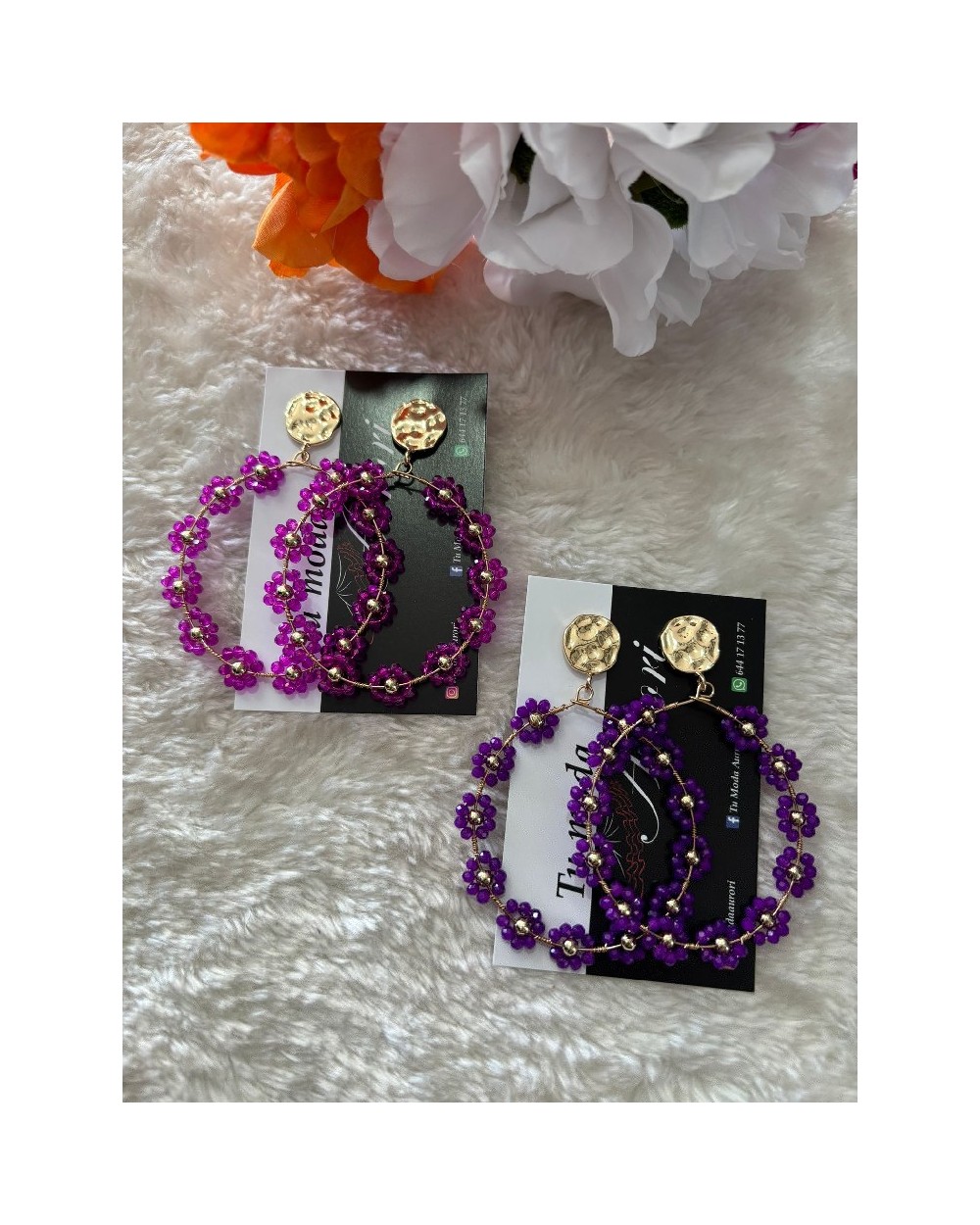 3711 Morado Pendientes Florecillas