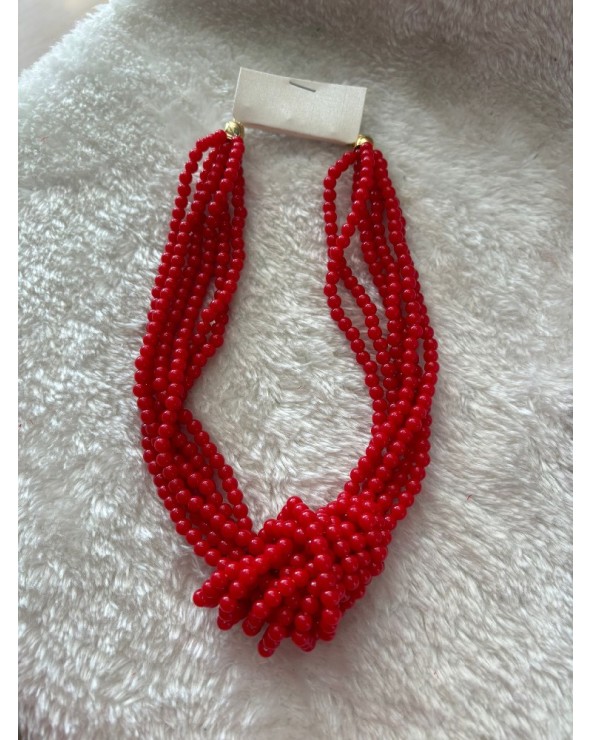 3955 Rojo Collar Perlas