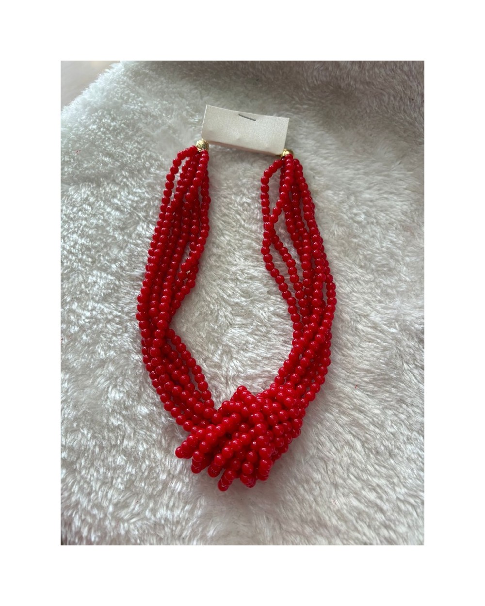 3955 Rojo Collar Perlas