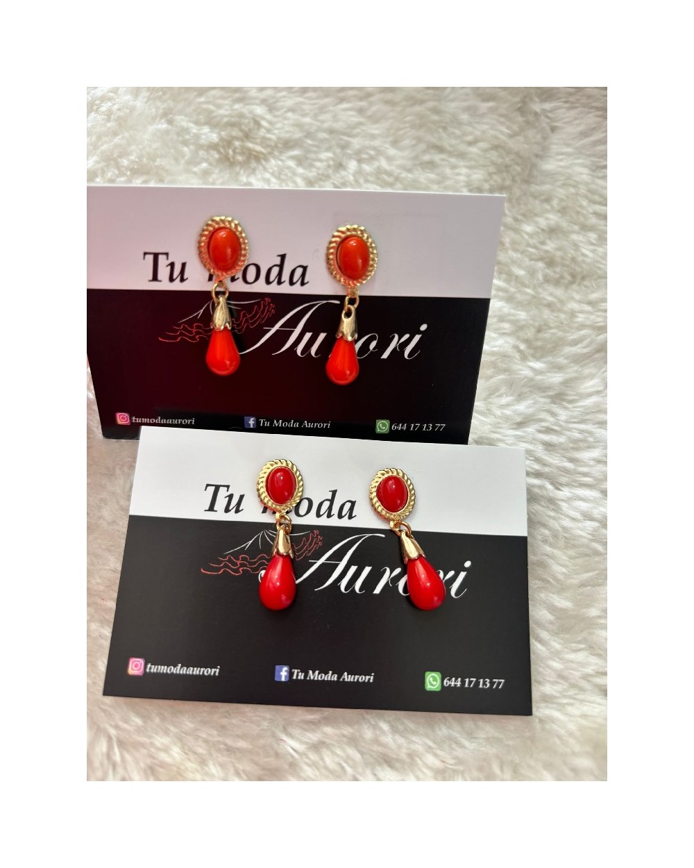 3960 Rojo Pendientes Coral Peque