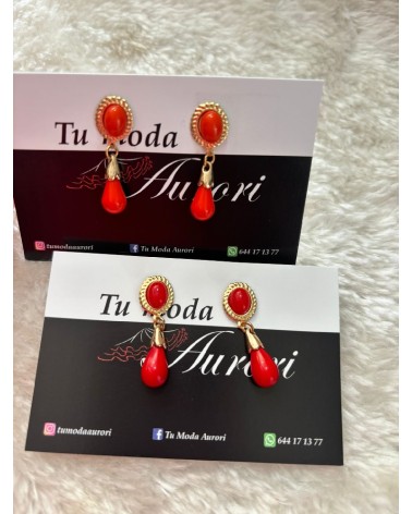 3960 Rojo Pendientes Coral Peque