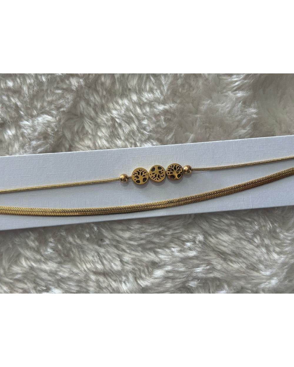 4429 Dorado Pulsera 3 Arboles