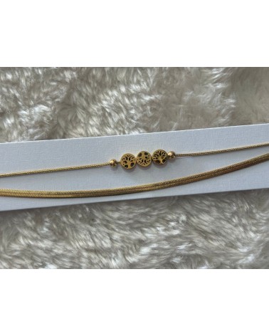 4429 Dorado Pulsera 3 Arboles