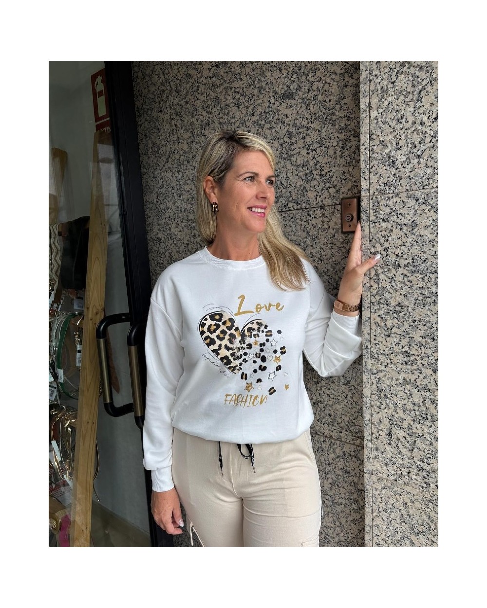 4524 Blanco Sudadera Love Leopark