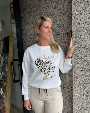 4524 Blanco Sudadera Love Leopark