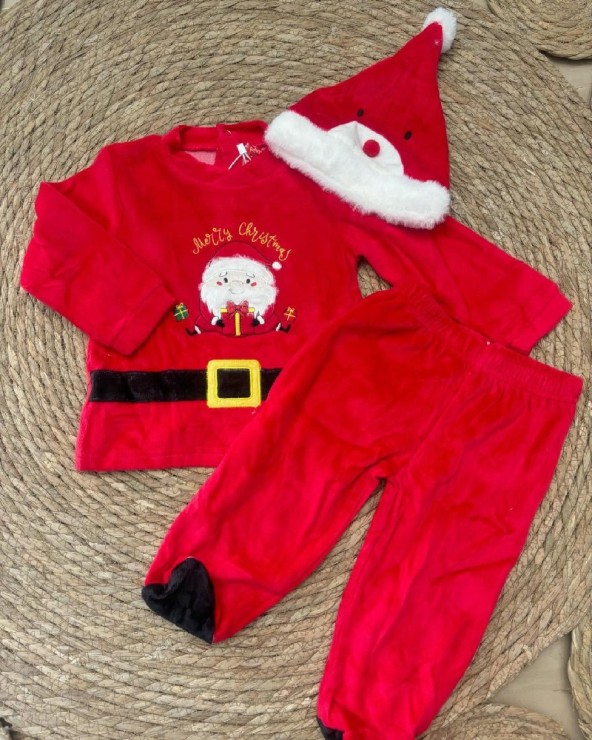 4688 Rojo Conjunto Pijama Papa Noel Bebe