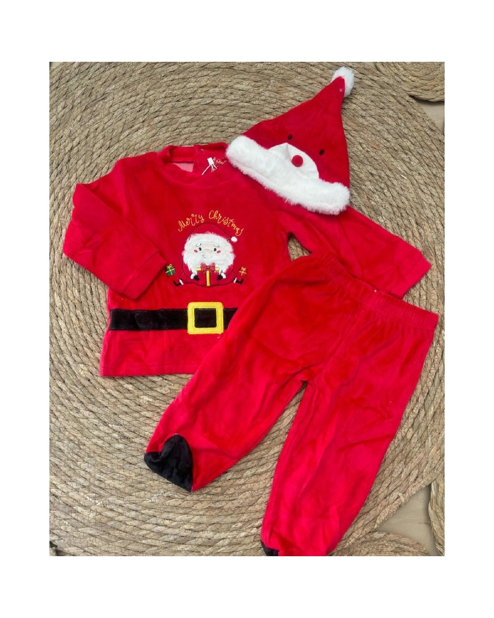 4688 Rojo Conjunto Pijama Papa Noel Bebe