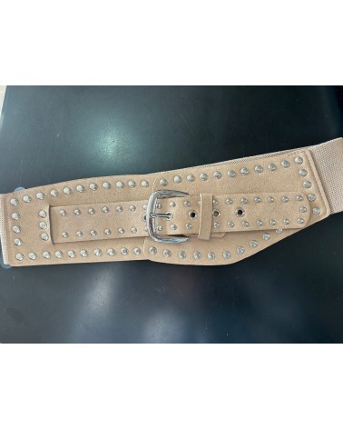 4860 Beige Cinturon Ancho Hebilla