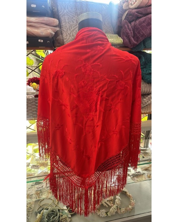 4928 Rojo Manton Bordado Liso