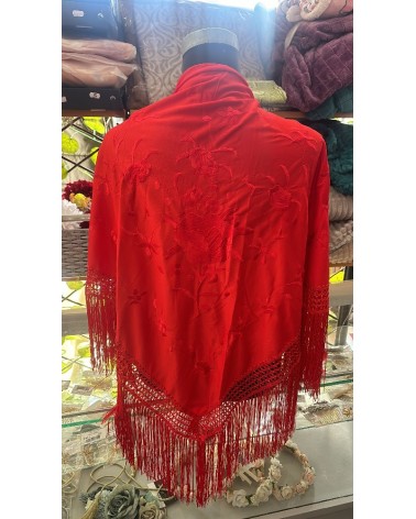 4928 Rojo Manton Bordado Liso