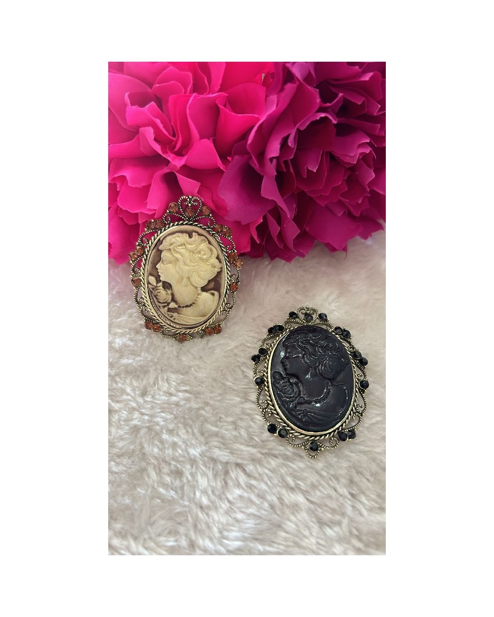 4967 Negro Broche Camafeo Grande