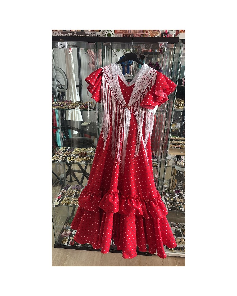 5061 Rojo Vestido Jazmin Lunar Peque Flamenca