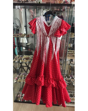 5061 Rojo Vestido Jazmin Lunar Peque Flamenca