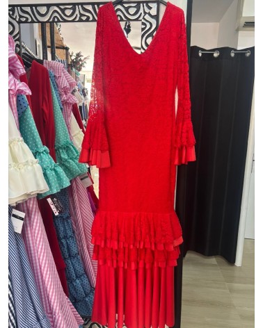 5083 Rojo Vestido Encaje flamenca