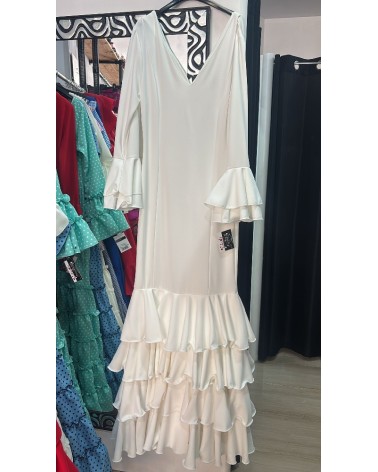 5097 Blanco Vestido Carla Flamenca