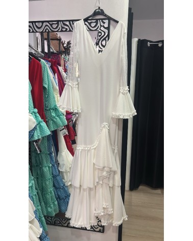 5098 Blanco Vestido Copla Plumeti
