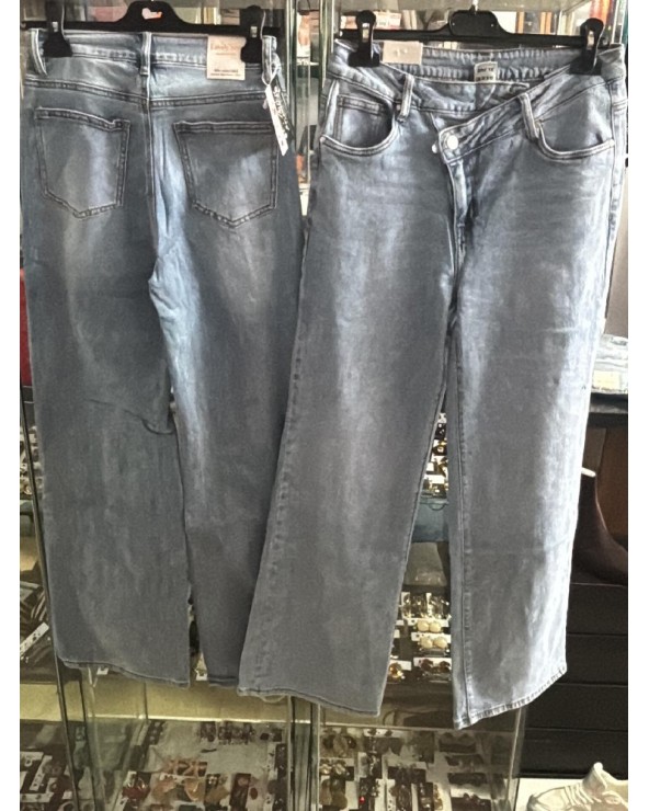 5123 Azul Pantalon Cintura Asimetrica