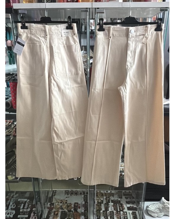 5124 Beige Pantalon Ancho Raya