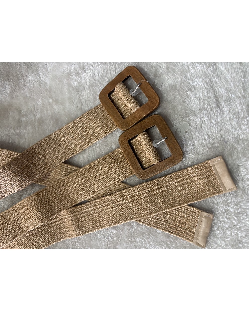 5137 Beige Cinturon Espiga Cuadrado