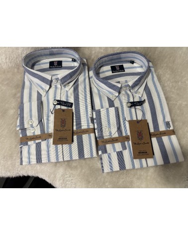 5151 Azul Camisa Scooter Rayas Pequeñas