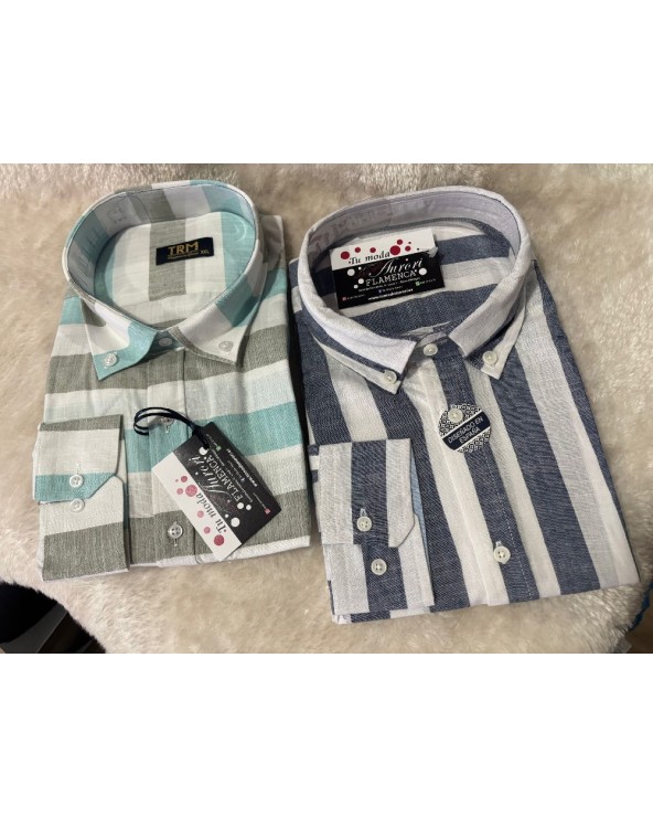 5152 Celeste Camisa TRM rayas anchas