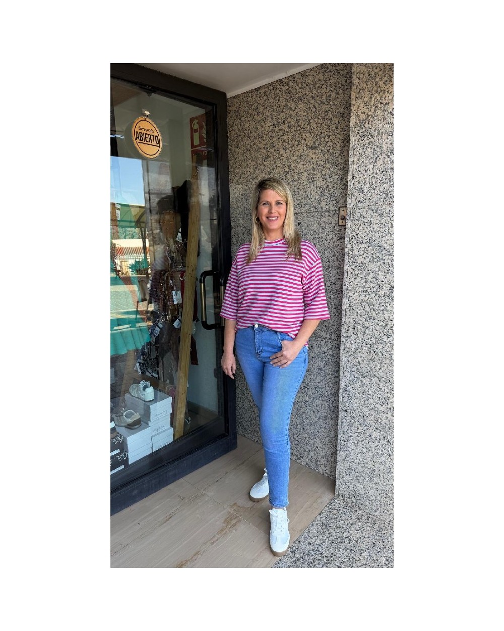 5213 R. Fucsia Camiseta rayas fluor