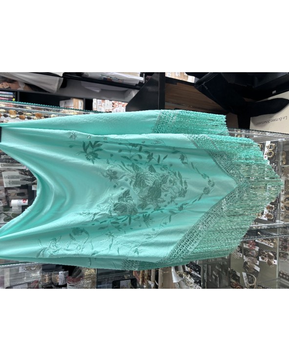 5249 V. Agua Manton Bordado Liso