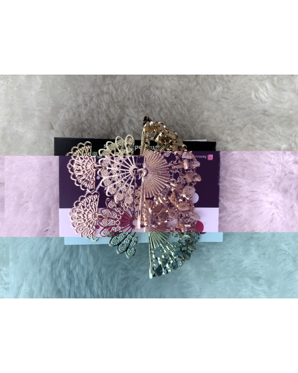 5258 Dorado Pendientes 3 Abanicos Piedrecitas