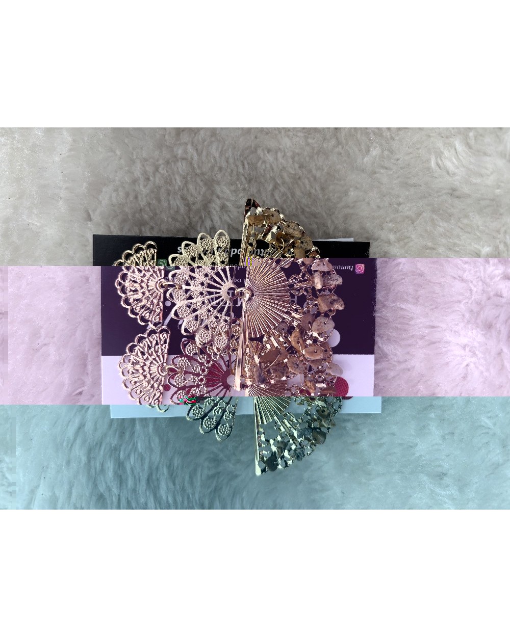 5258 Dorado Pendientes 3 Abanicos Piedrecitas