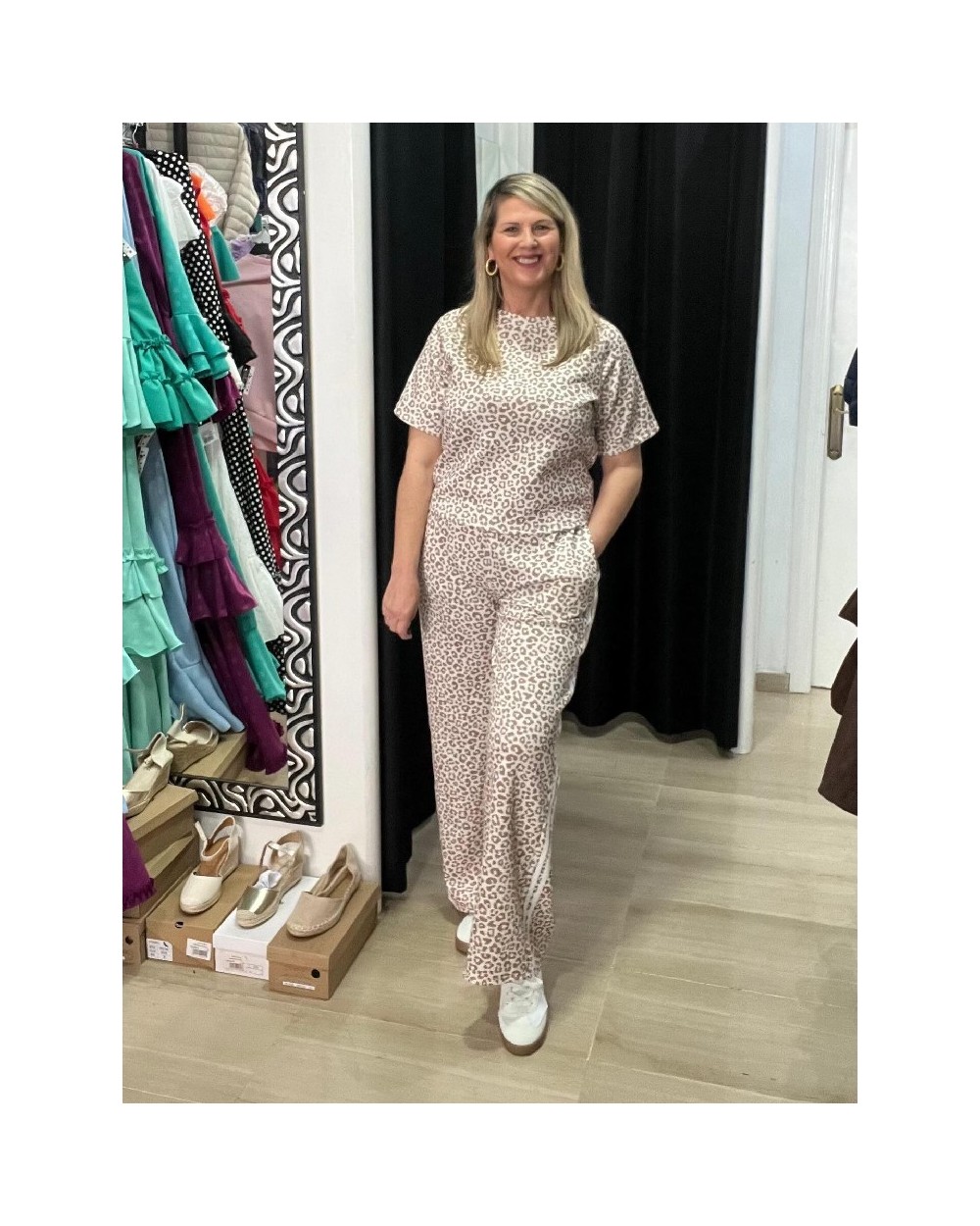 5297 Beige Conjunto Print