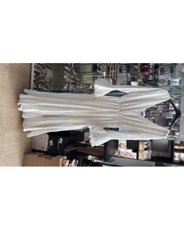 5318 Blanco Vestido Florentina Perforado Flamenco