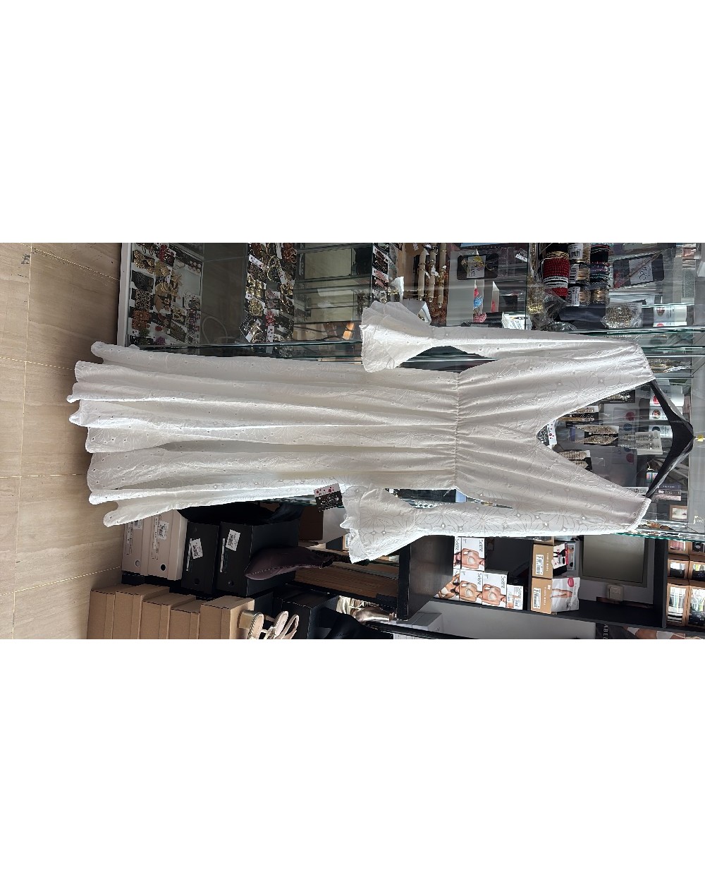 5318 Blanco Vestido Florentina Perforado Flamenco