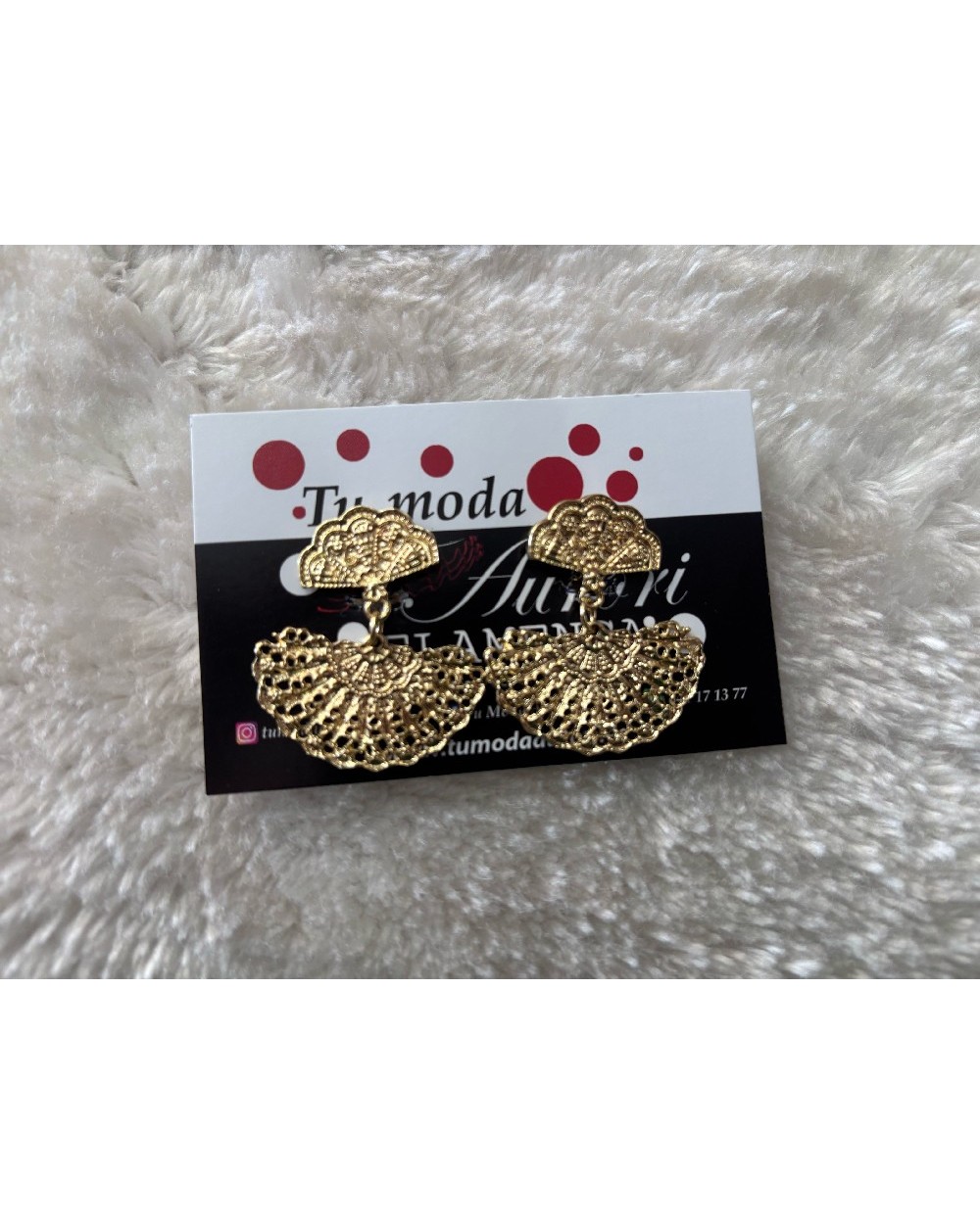 5335 Dorado Pendientes Doble abanico